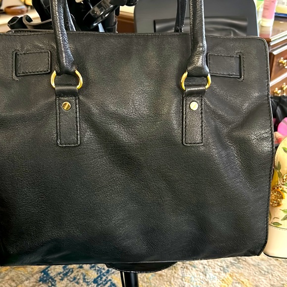 Michael Kors-XL-Hamilton Black Grain Leather Sholder bag,satchel,Gold Hardware, - Picture 8 of 17